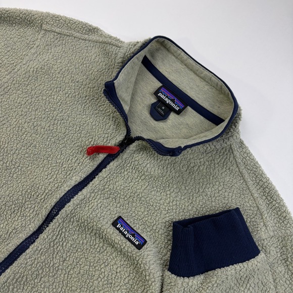 Patagonia Other - Patagonia Retro Pile Fleece Jacket Mens Medium Oatmeal Navy Full Zip STY26125